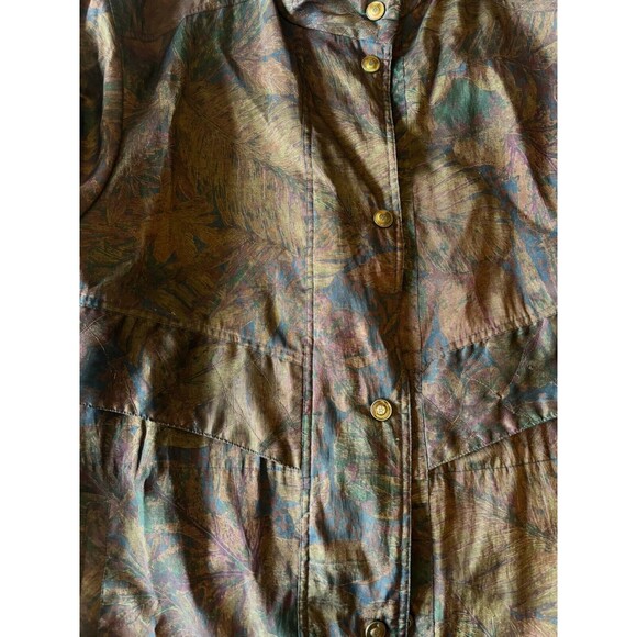 Vintage London Fog Womens Medium Parka Jacket Floral Leaves Brown Insulated 90s - Picture 15 of 16
